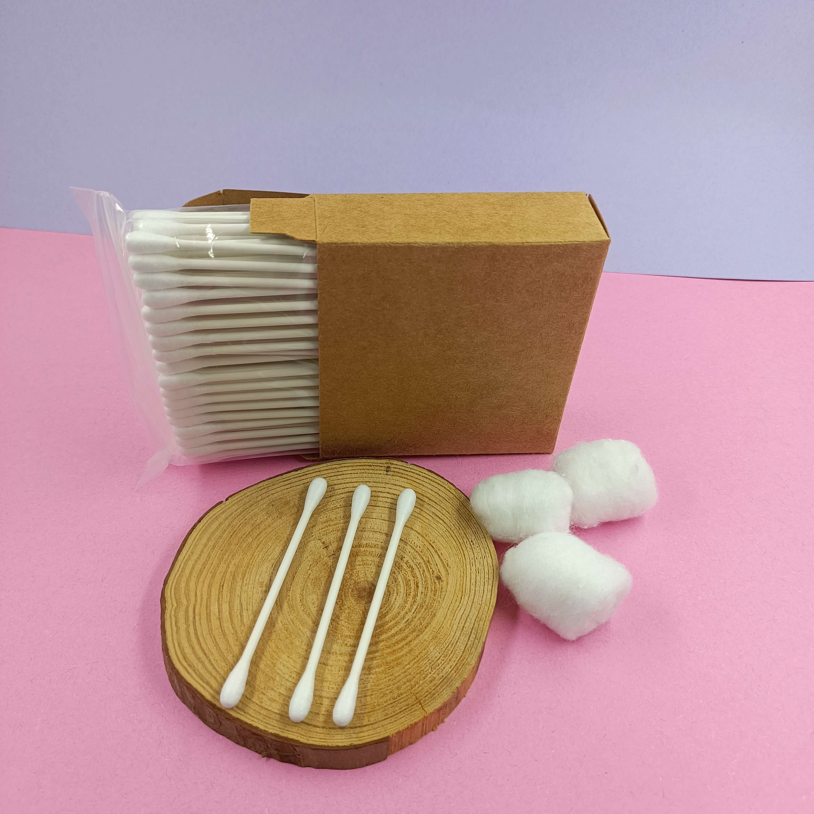 Kraft paper OEM cotton buds cotton sticks 100pcs