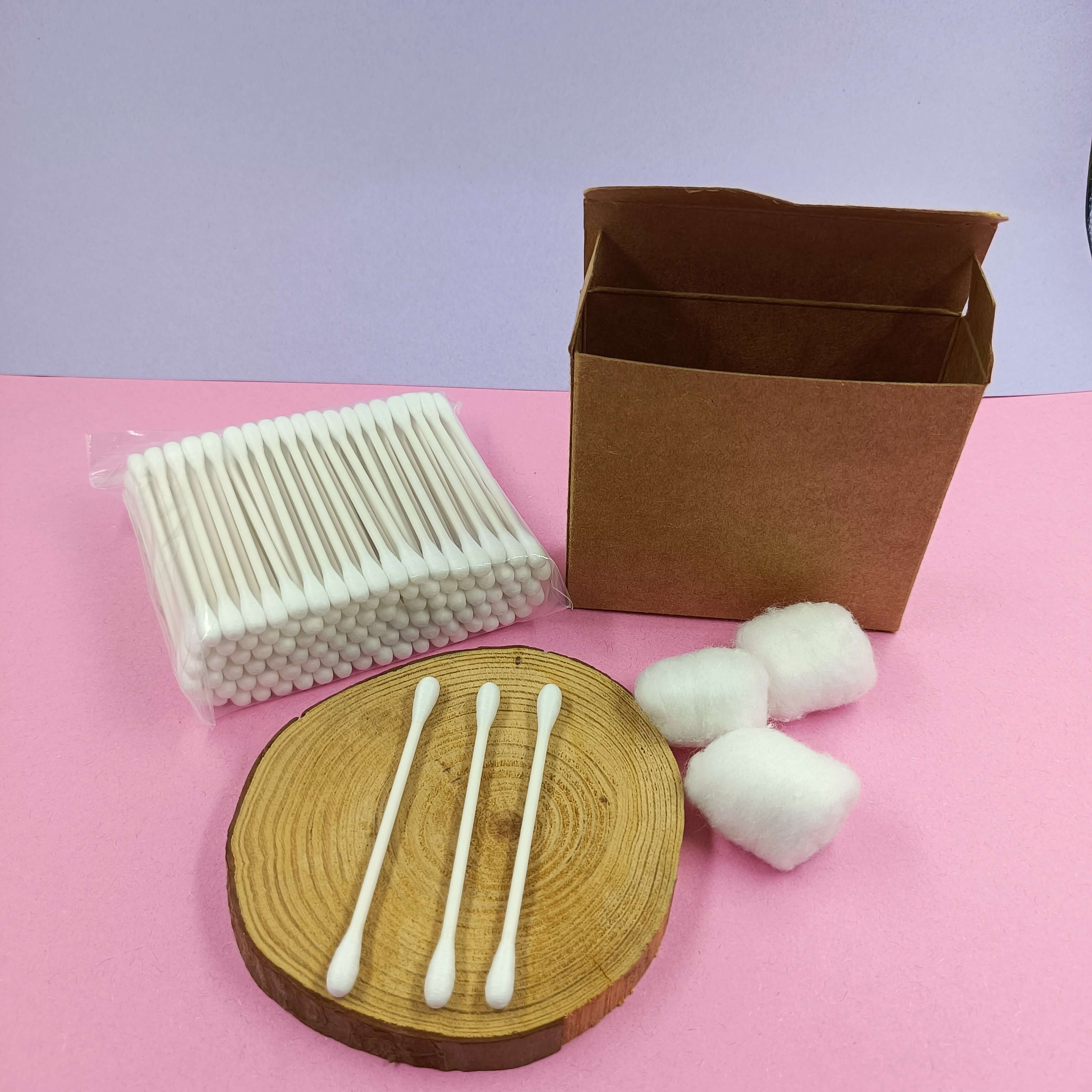 Kraft paper OEM cotton buds cotton sticks 100pcs