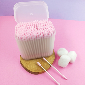 Frosted square box of colored cotton swabs 200 piece