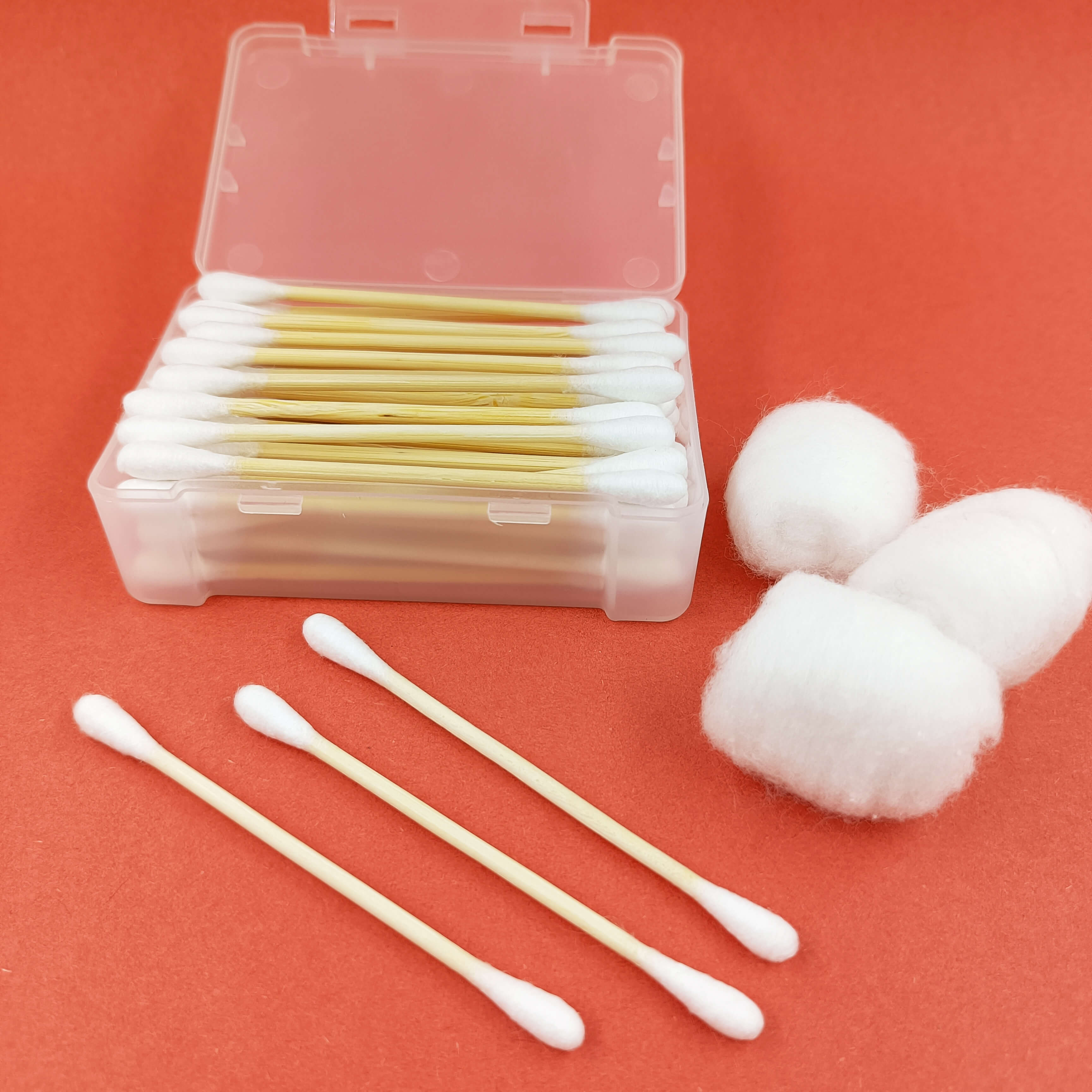 50 frosted double button box bamboo swabs