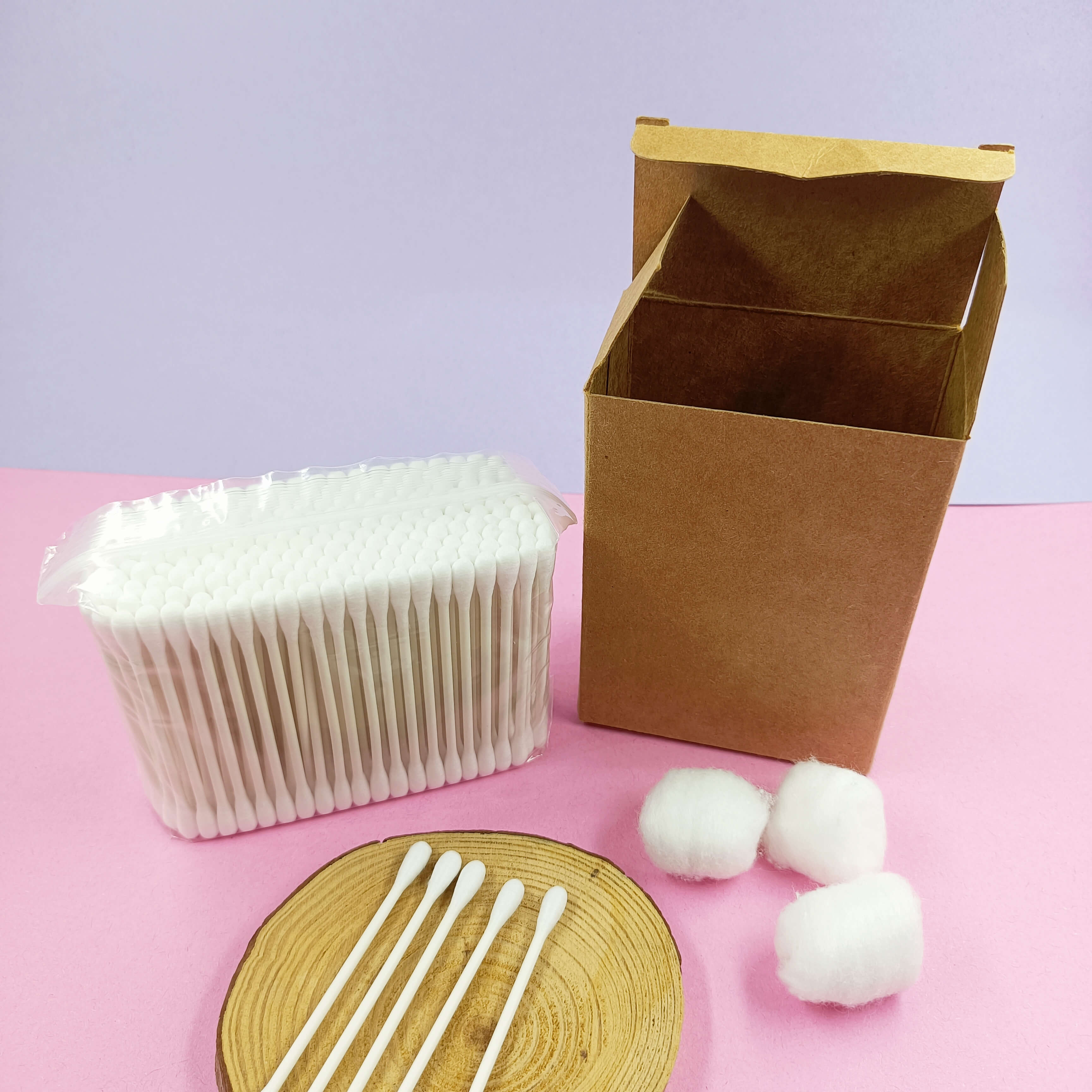 Kraft paper OEM cotton buds cotton sticks 200pcs