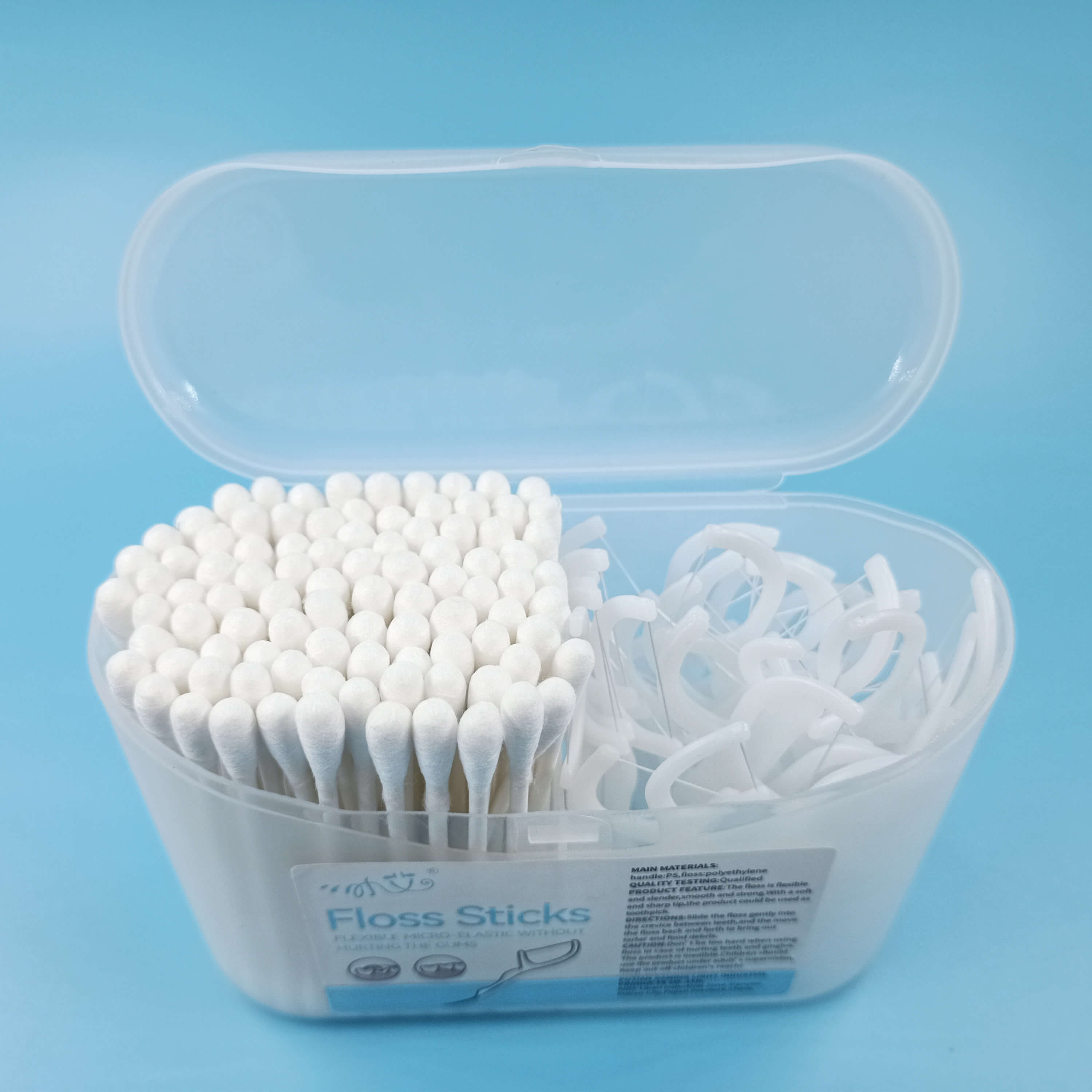 Qtip Cotton Swab 100pcs and dental floss 50pcs Set for Bathroom 