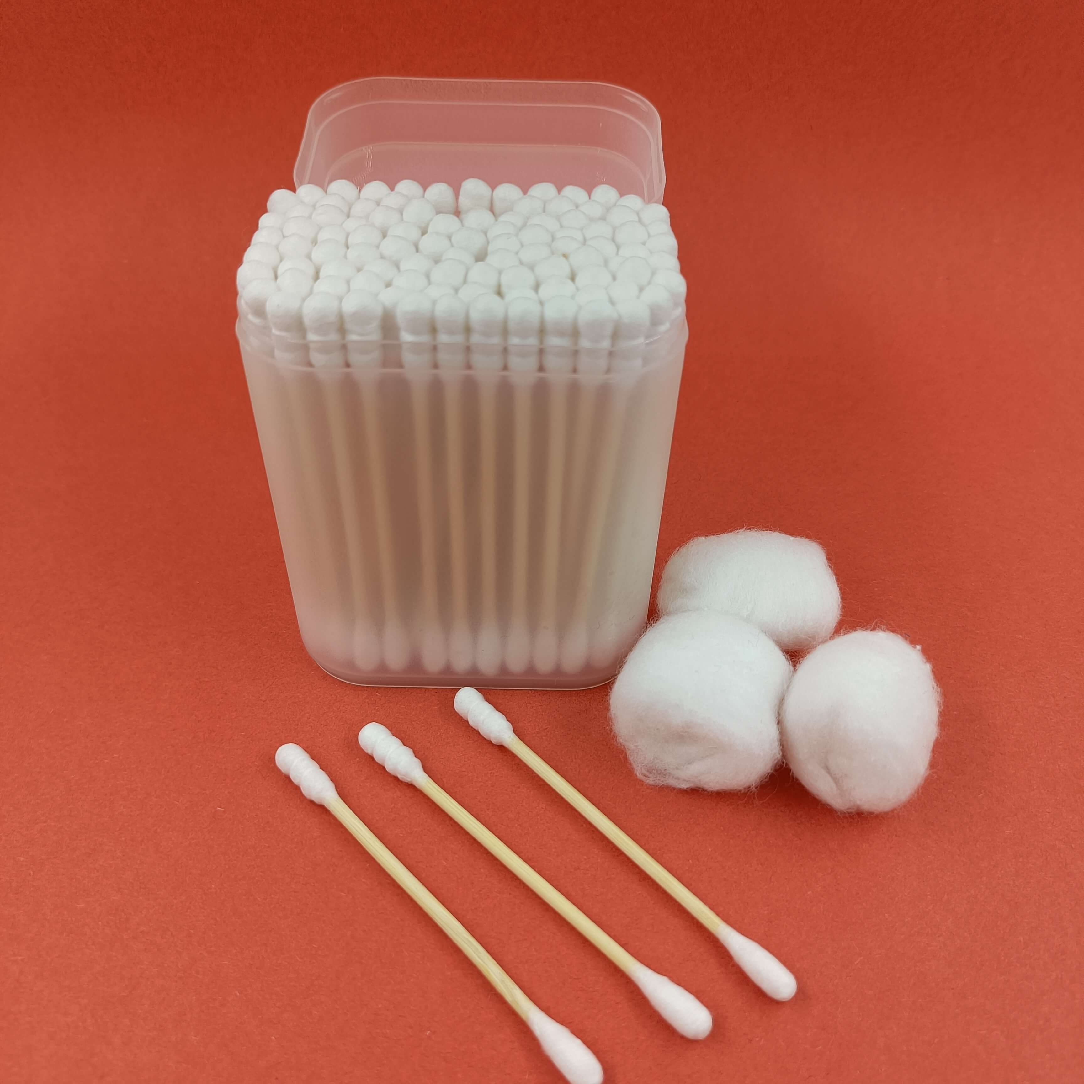 100pcs rose shape OEM bamboo stick cotton buds