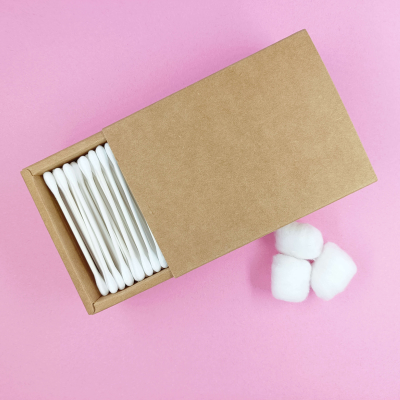 Eco-friendly cowhide Paper Box Cleaning Cotton Swabs 200pcs