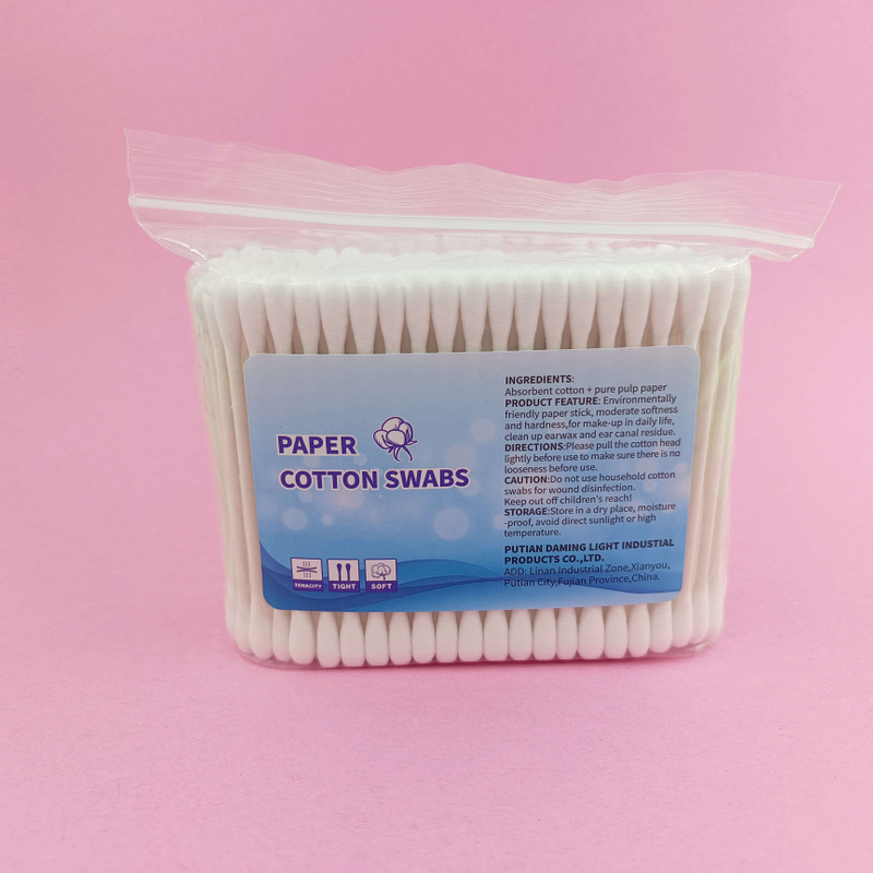 Ziploc Bag Paper Stick Cotton Swabs 200pcs