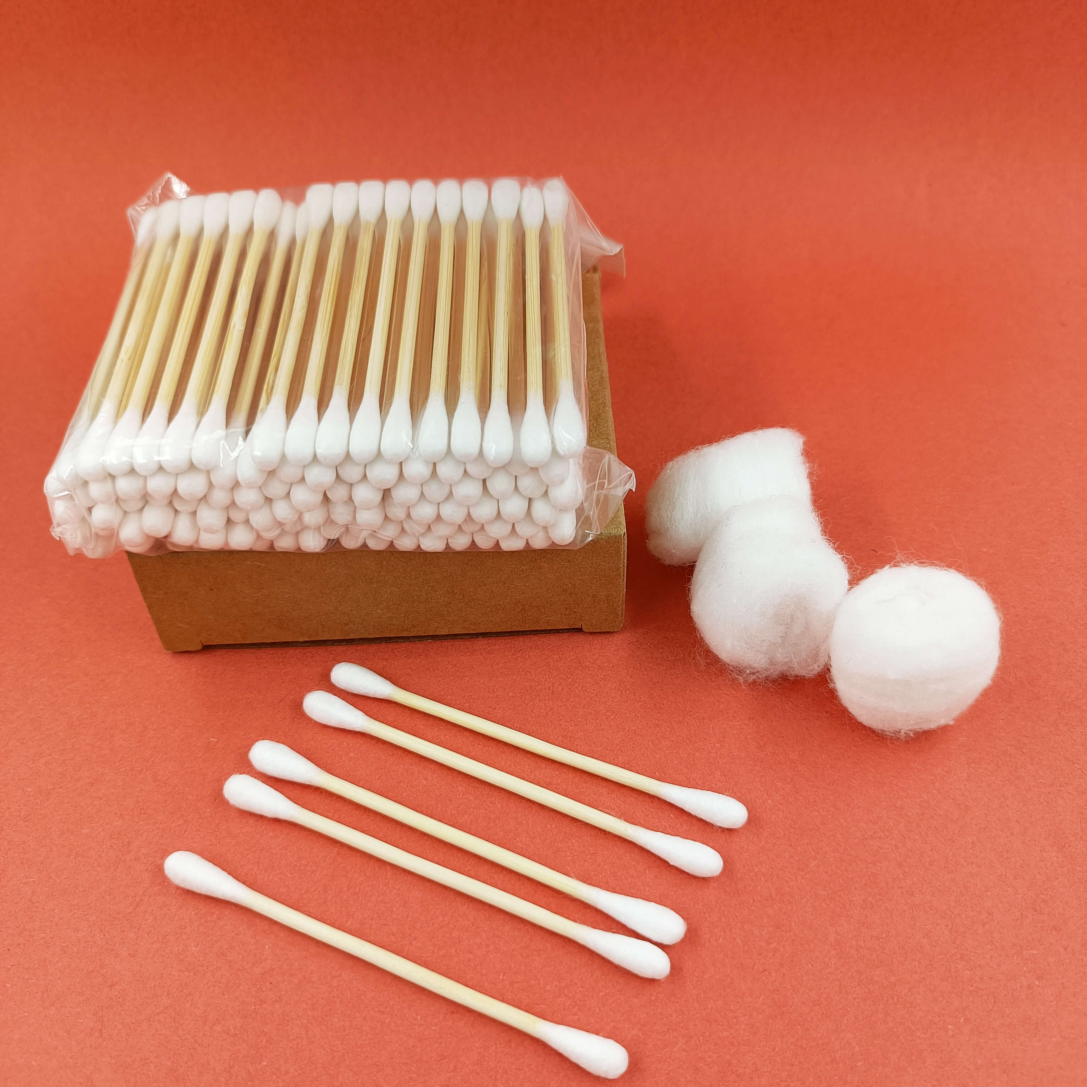 100pcs Kraft paper OEM bamboo stick cotton buds